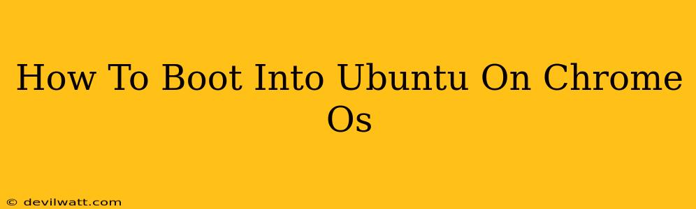 How To Boot Into Ubuntu On Chrome Os