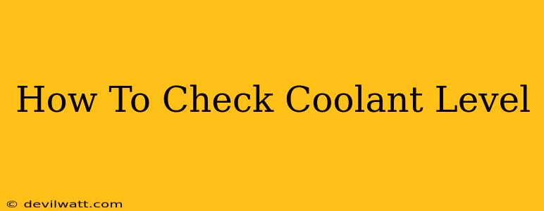 How To Check Coolant Level