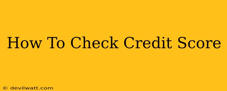 How To Check Credit Score