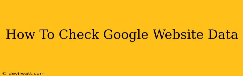 How To Check Google Website Data