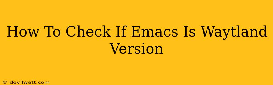 How To Check If Emacs Is Waytland Version