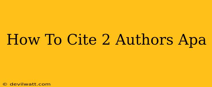 How To Cite 2 Authors Apa