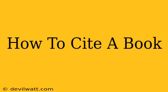 How To Cite A Book