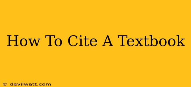 How To Cite A Textbook