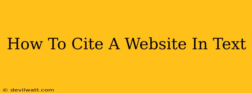 How To Cite A Website In Text