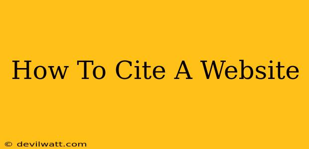 How To Cite A Website