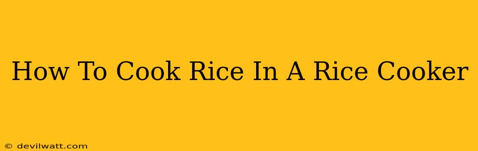 How To Cook Rice In A Rice Cooker