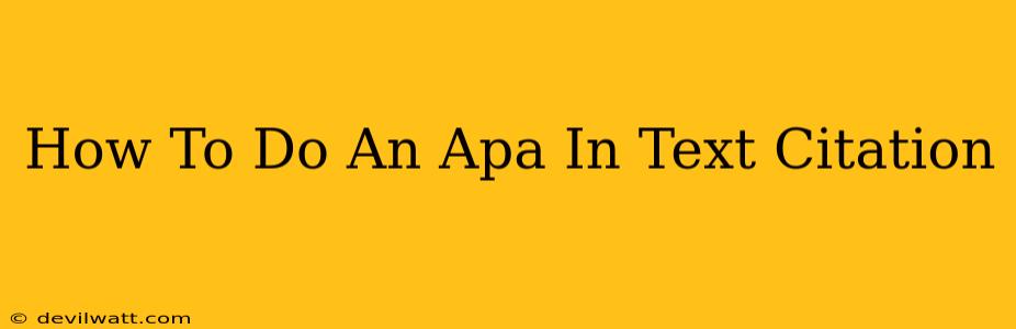 How To Do An Apa In Text Citation