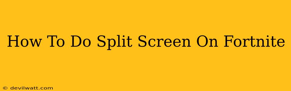 How To Do Split Screen On Fortnite