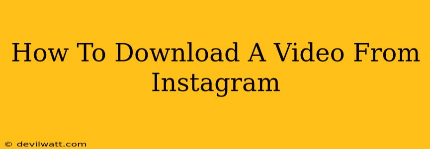 How To Download A Video From Instagram