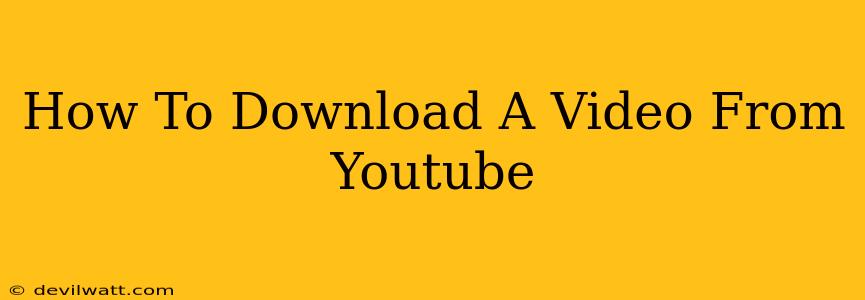 How To Download A Video From Youtube