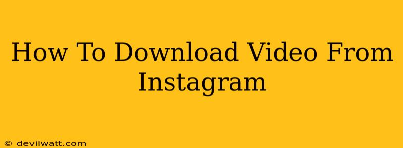 How To Download Video From Instagram