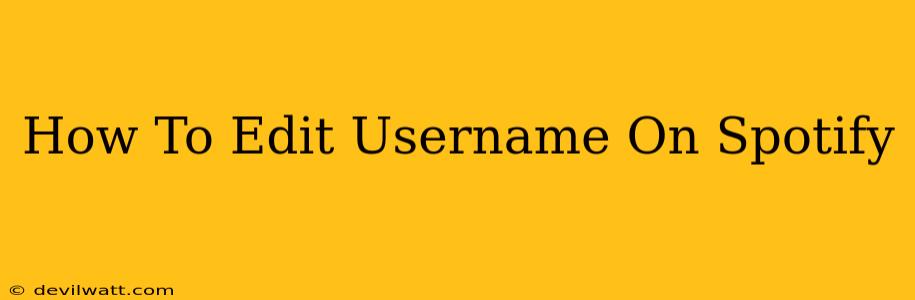 How To Edit Username On Spotify