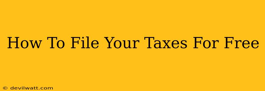 How To File Your Taxes For Free