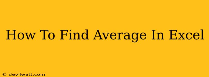 How To Find Average In Excel