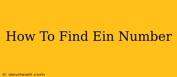 How To Find Ein Number