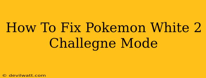 How To Fix Pokemon White 2 Challegne Mode