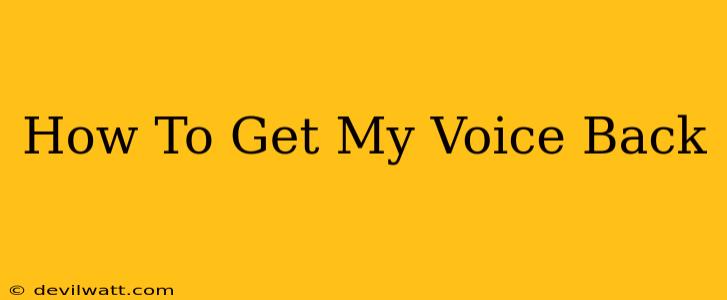 How To Get My Voice Back