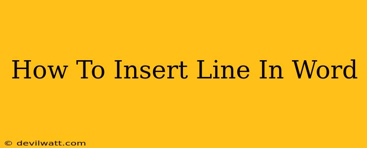 How To Insert Line In Word