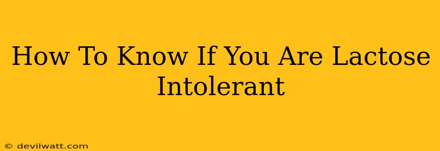 How To Know If You Are Lactose Intolerant