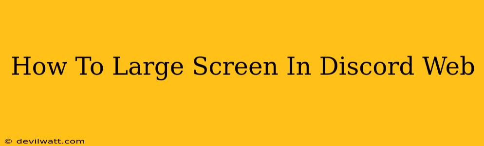 How To Large Screen In Discord Web