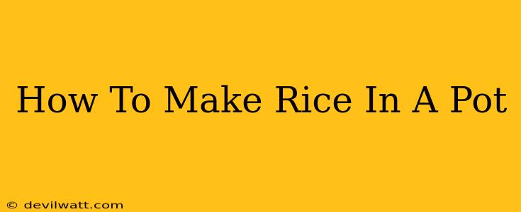 How To Make Rice In A Pot