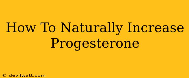 How To Naturally Increase Progesterone