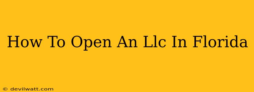 How To Open An Llc In Florida