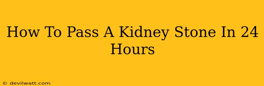 How To Pass A Kidney Stone In 24 Hours