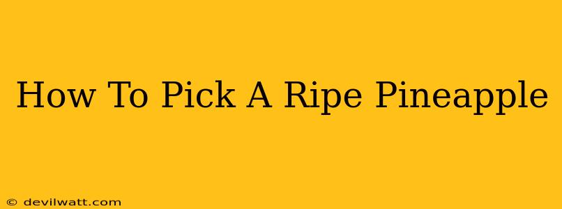 How To Pick A Ripe Pineapple