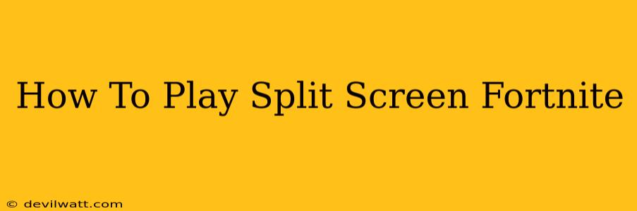 How To Play Split Screen Fortnite