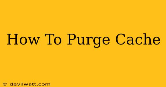 How To Purge Cache