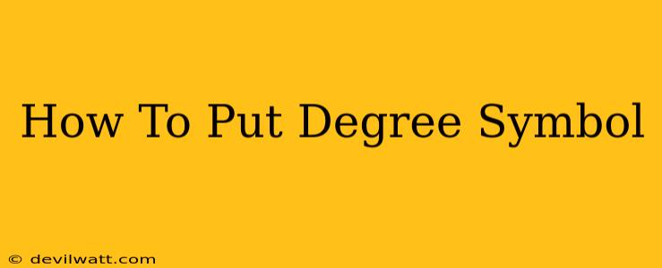 How To Put Degree Symbol