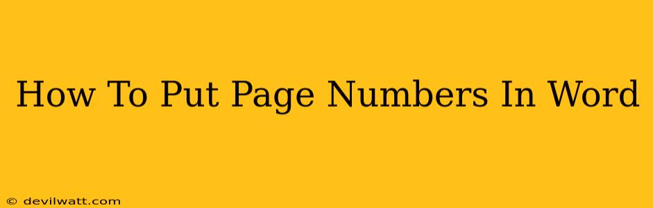 How To Put Page Numbers In Word