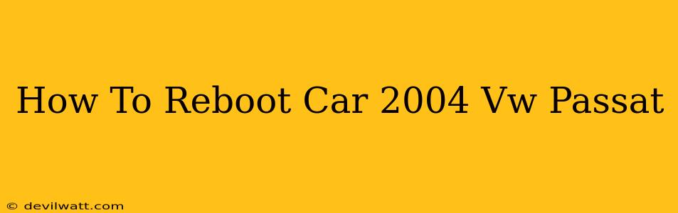 How To Reboot Car 2004 Vw Passat