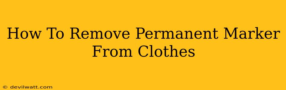 How To Remove Permanent Marker From Clothes