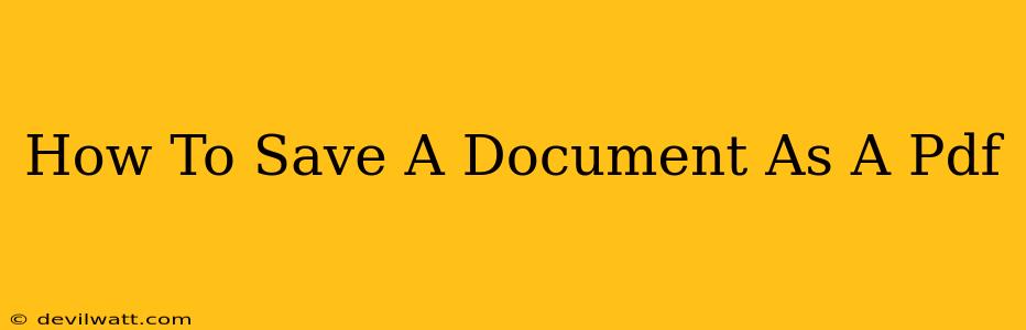 How To Save A Document As A Pdf