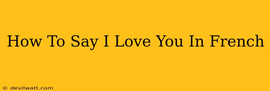 How To Say I Love You In French