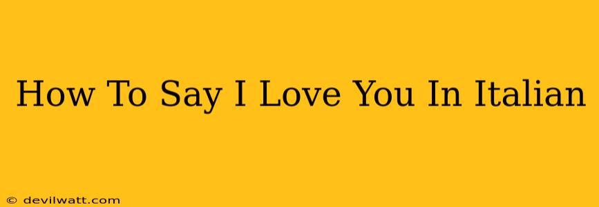 How To Say I Love You In Italian