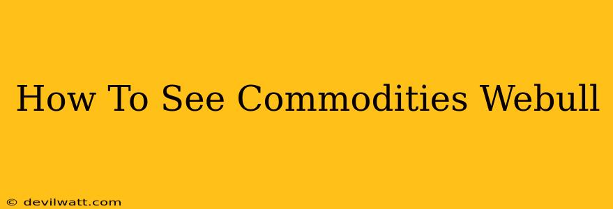 How To See Commodities Webull