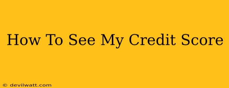 How To See My Credit Score