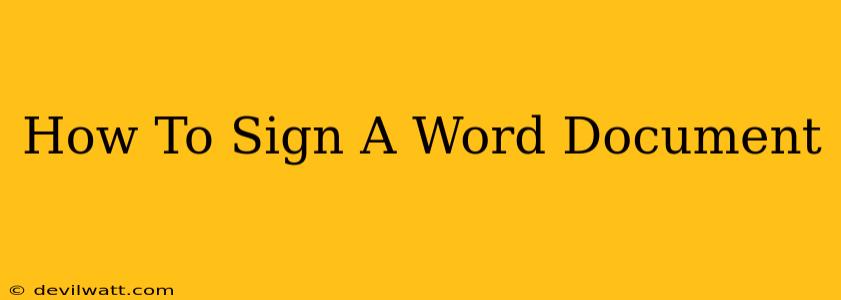 How To Sign A Word Document