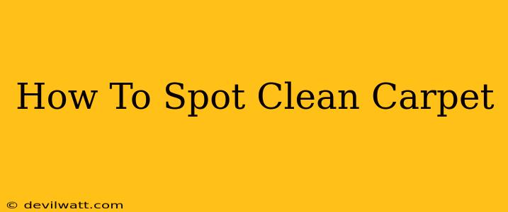 How To Spot Clean Carpet