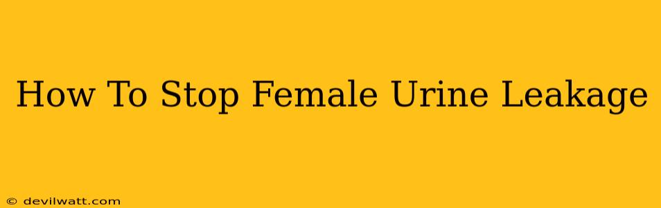 How To Stop Female Urine Leakage