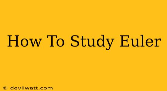 How To Study Euler