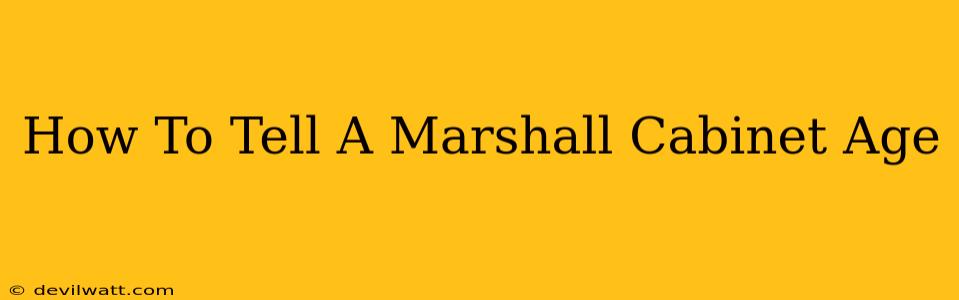 How To Tell A Marshall Cabinet Age