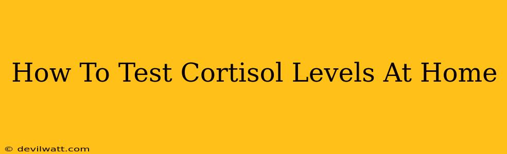 How To Test Cortisol Levels At Home