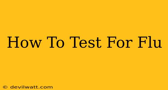 How To Test For Flu