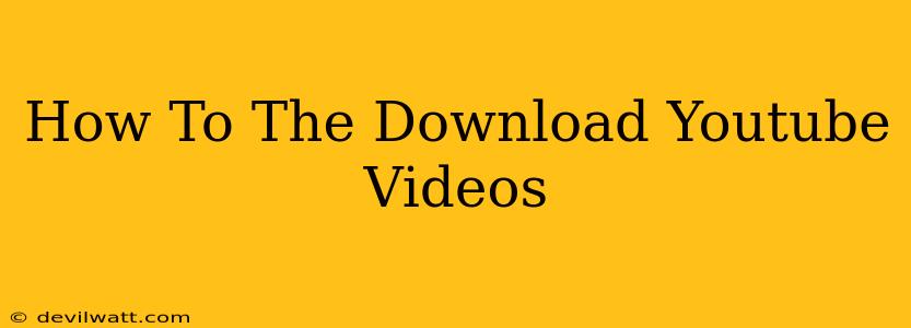 How To The Download Youtube Videos