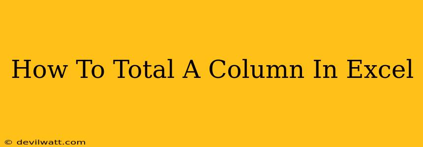 How To Total A Column In Excel